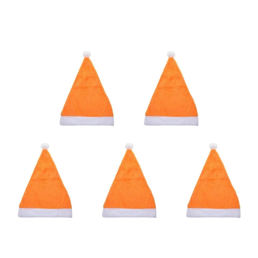 4481 5 Pcs Orange Hat Prom Headpiece Caps Hats Knit Santa Hat Santa Cap